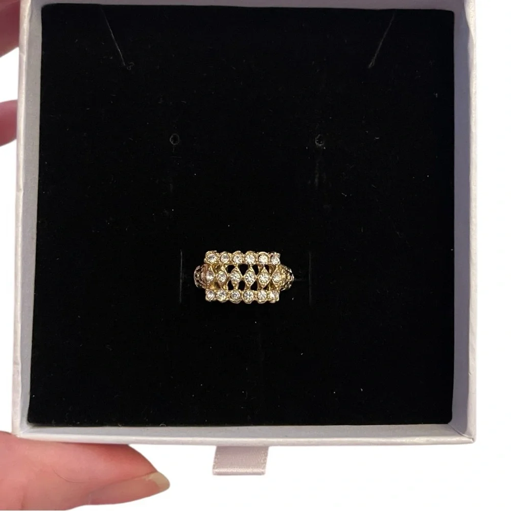 Vintage Gold Tone & Crystal Rectangular Women’s Pinky Ring - 4 for $30